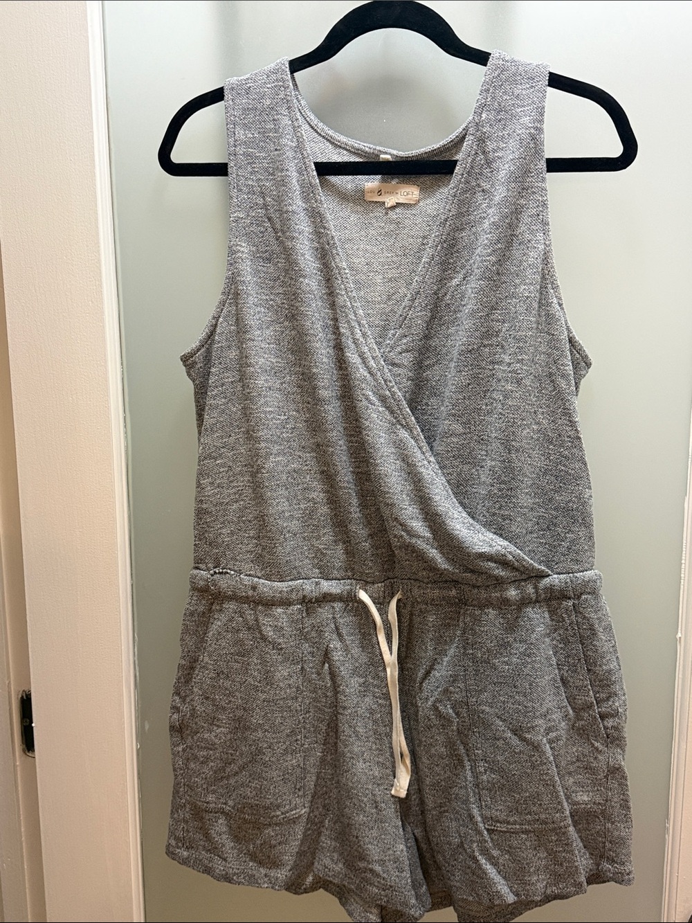 Lou & Grey Heather Gray Sleeveless Romper with Drawstring